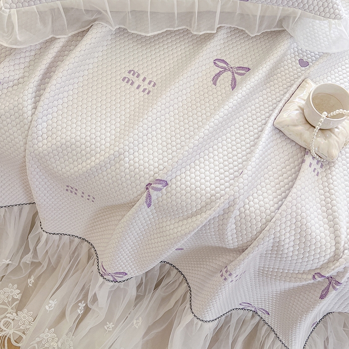 91家纺网 家纺一手货源 找家纺 网红馆（ck家纺） 2025新款床裙款豆豆凉感席凉席席子-甜心蝴蝶 甜心蝴蝶-紫
