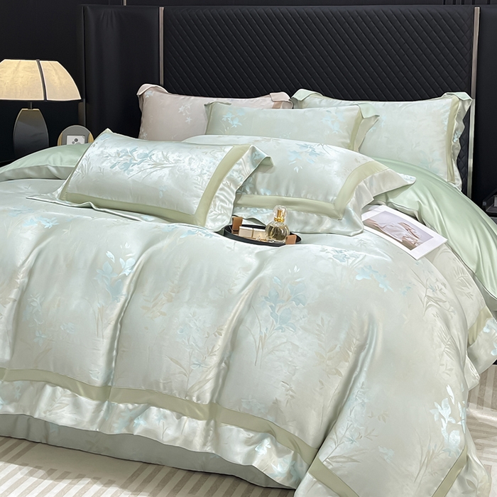 91家纺网 家纺一手货源 找家纺 （总） 2025春夏新款A类天丝棉贡缎提花四件套真丝全工艺丝滑裸睡床单床笠爆款床上用品