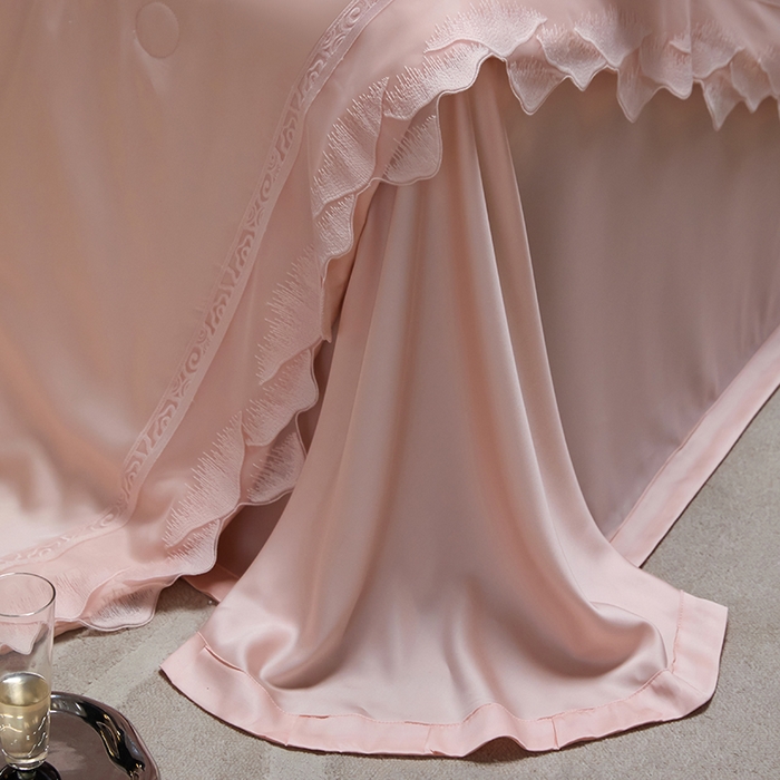 91家纺网 家纺一手货源 找家纺 淼铭家纺 2025新款莱赛尔夏被四件套-黛莉丝系列 黛丽丝-粉