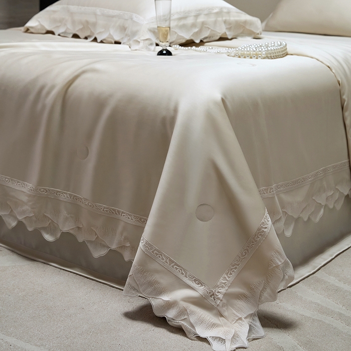 91家纺网 家纺一手货源 找家纺 淼铭家纺 2025新款莱赛尔夏被四件套-黛莉丝系列 黛莉丝-金