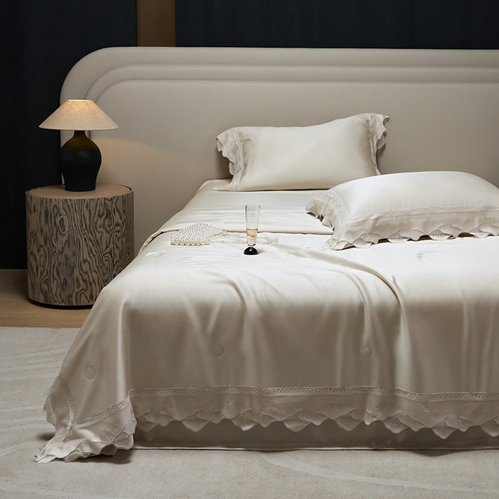 91家纺网 家纺一手货源 找家纺 淼铭家纺 2025新款莱赛尔夏被四件套-黛莉丝系列 黛莉丝-金