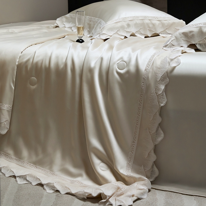 91家纺网 家纺一手货源 找家纺 淼铭家纺 2025新款莱赛尔夏被四件套-黛莉丝系列 黛莉丝-金