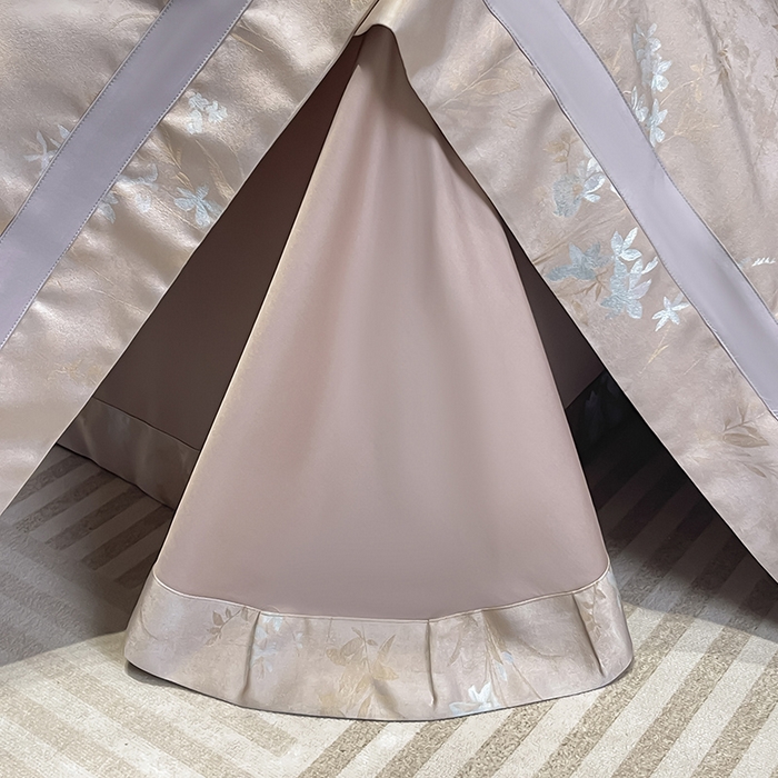 91家纺网 家纺一手货源 找家纺 2025春夏新款A类天丝棉贡缎提花四件套真丝全工艺丝滑裸睡床单床笠爆款床上用品 尤朵-芸粉