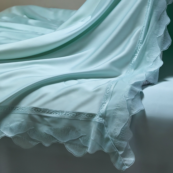 91家纺网 家纺一手货源 找家纺 淼铭家纺 2025新款莱赛尔夏被四件套-黛莉丝系列 黛莉丝-青