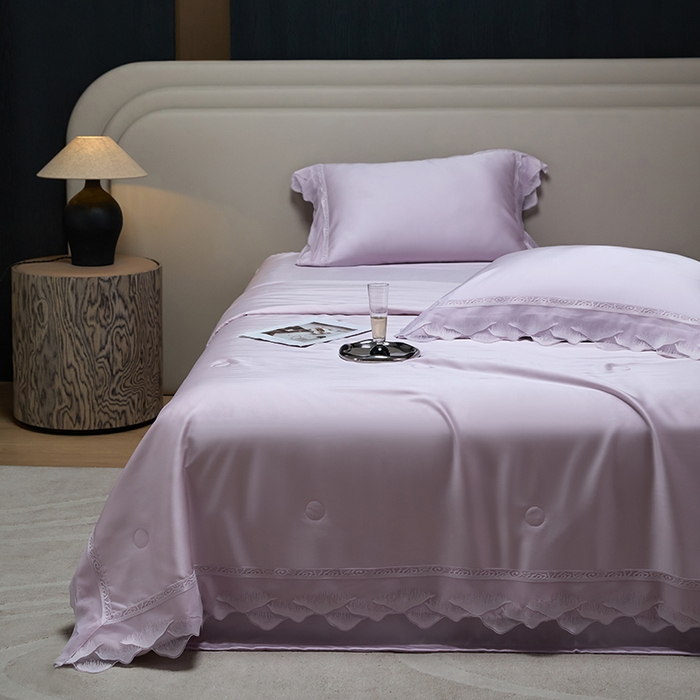 91家纺网 家纺一手货源 找家纺 淼铭家纺 2025新款莱赛尔夏被四件套-黛莉丝系列 黛莉丝-紫