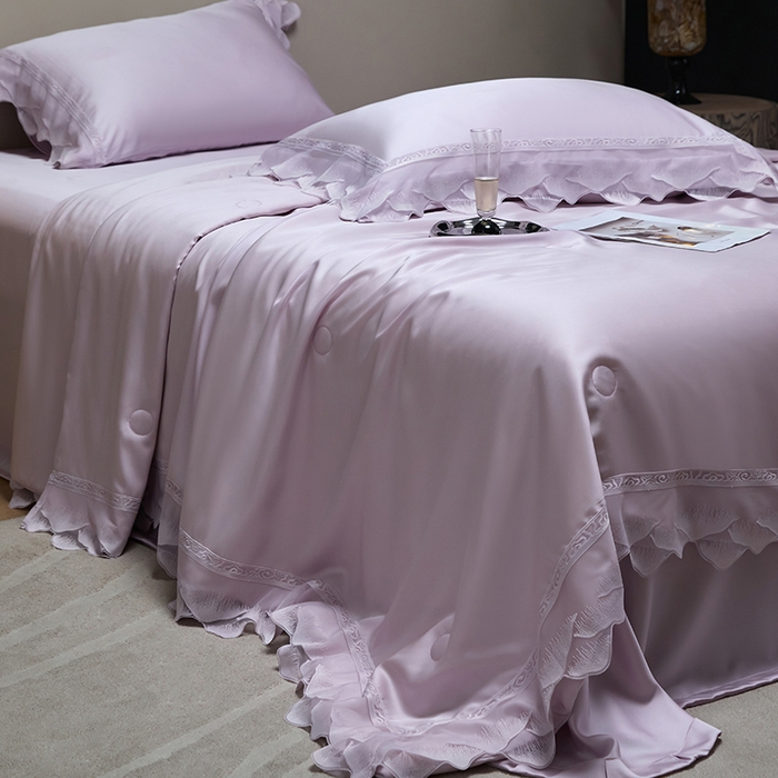 91家纺网 家纺一手货源 找家纺 淼铭家纺 2025新款莱赛尔夏被四件套-黛莉丝系列 黛莉丝-紫