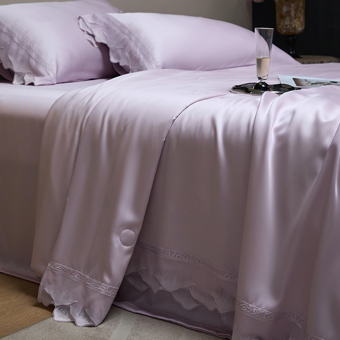 91家纺网 家纺一手货源 找家纺 淼铭家纺 2025新款莱赛尔夏被四件套-黛莉丝系列 黛莉丝-紫