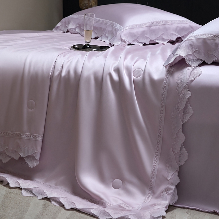 91家纺网 家纺一手货源 找家纺 淼铭家纺 2025新款莱赛尔夏被四件套-黛莉丝系列 黛莉丝-紫