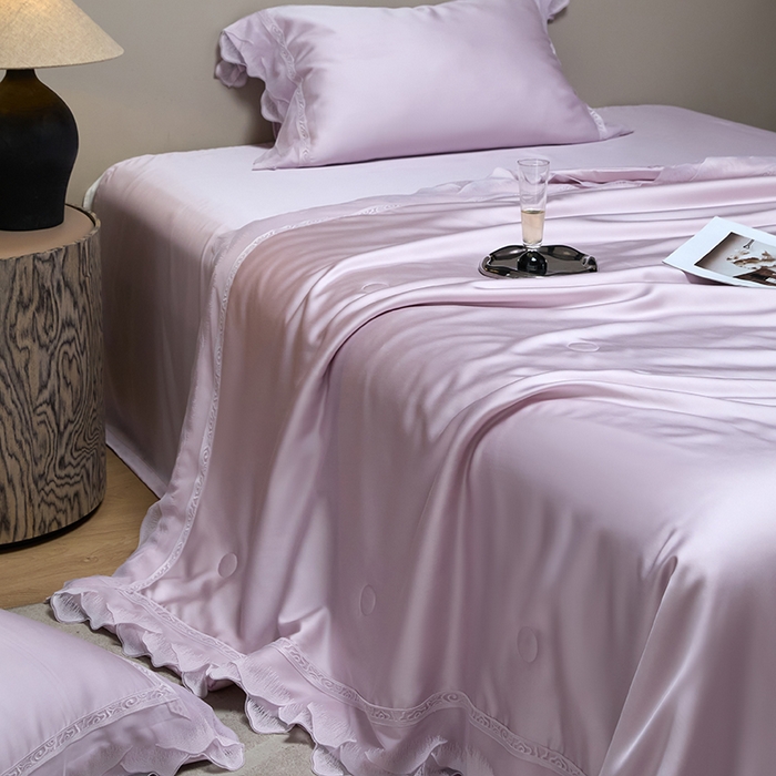 91家纺网 家纺一手货源 找家纺 淼铭家纺 2025新款莱赛尔夏被四件套-黛莉丝系列 黛莉丝-紫