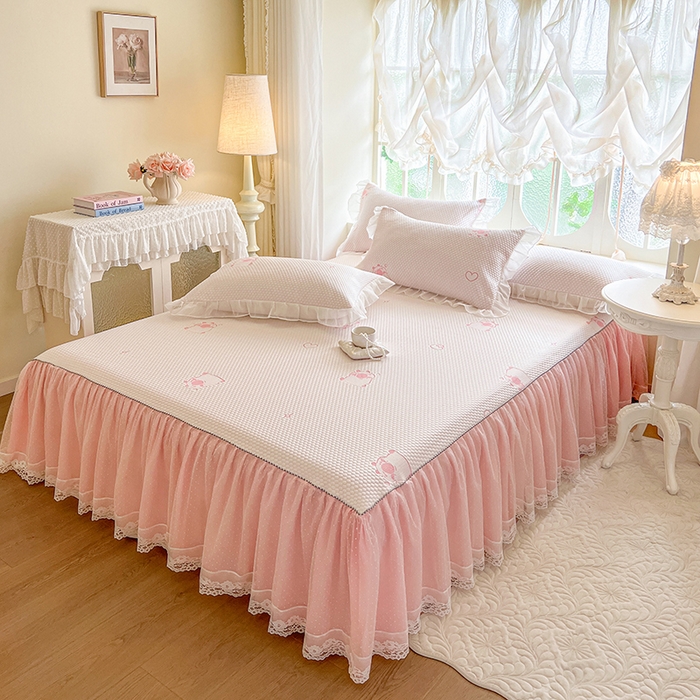 91家纺网 家纺一手货源 找家纺 （总）网红馆（ck家纺） 2025新款床裙款豆豆凉感席凉席席子-可爱巴拉