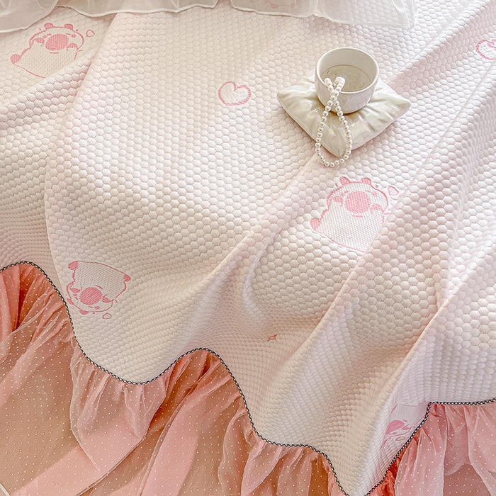 91家纺网 家纺一手货源 找家纺 （总）网红馆（ck家纺） 2025新款床裙款豆豆凉感席凉席席子-可爱巴拉