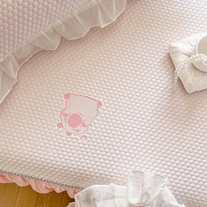 91家纺网 家纺一手货源 找家纺 网红馆（ck家纺） 2025新款床裙款豆豆凉感席凉席席子-可爱巴拉 可爱巴拉-粉