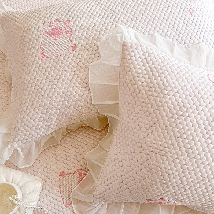 91家纺网 家纺一手货源 找家纺 网红馆（ck家纺） 2025新款床裙款豆豆凉感席凉席席子-可爱巴拉 可爱巴拉-粉