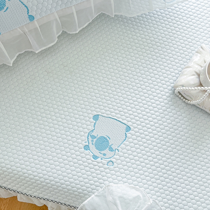 91家纺网 家纺一手货源 找家纺 网红馆（ck家纺） 2025新款床裙款豆豆凉感席凉席席子-可爱巴拉 可爱巴拉-蓝