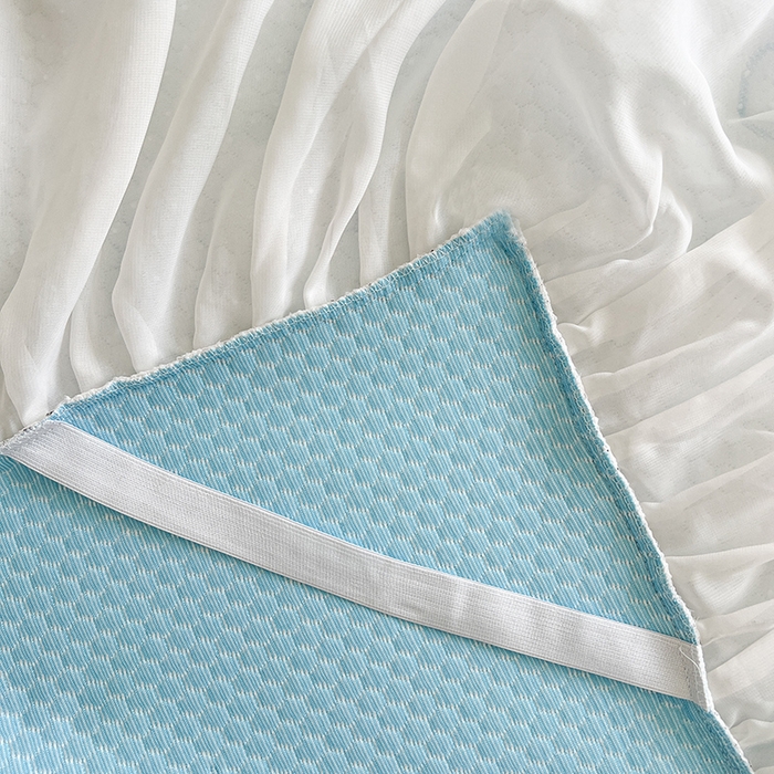 91家纺网 家纺一手货源 找家纺 网红馆（ck家纺） 2025新款床裙款豆豆凉感席凉席席子-可爱巴拉 可爱巴拉-蓝