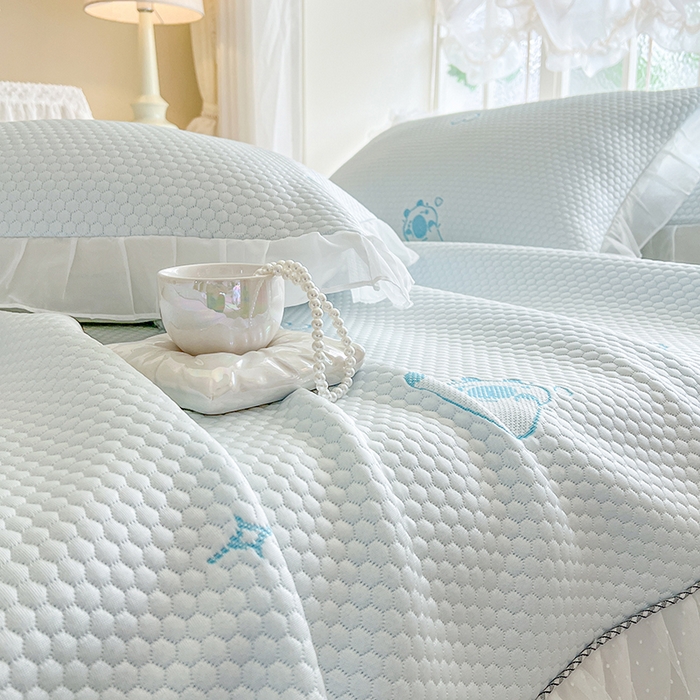 91家纺网 家纺一手货源 找家纺 网红馆（ck家纺） 2025新款床裙款豆豆凉感席凉席席子-可爱巴拉 可爱巴拉-蓝