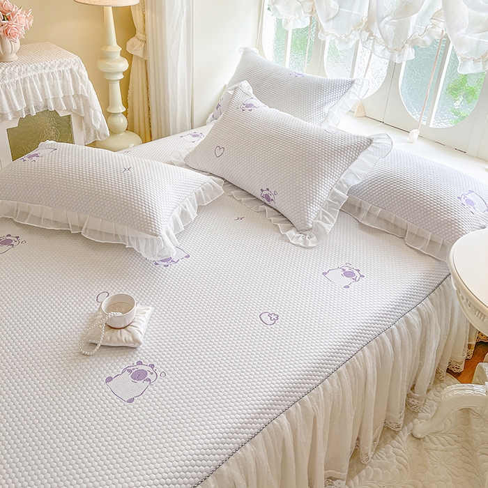 91家纺网 家纺一手货源 找家纺 网红馆（ck家纺） 2025新款床裙款豆豆凉感席凉席席子-可爱巴拉 可爱巴拉-紫