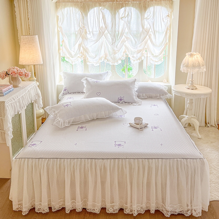 91家纺网 家纺一手货源 找家纺 网红馆（ck家纺） 2025新款床裙款豆豆凉感席凉席席子-可爱巴拉 可爱巴拉-紫