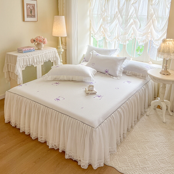 91家纺网 家纺一手货源 找家纺 网红馆（ck家纺） 2025新款床裙款豆豆凉感席凉席席子-可爱巴拉 可爱巴拉-紫