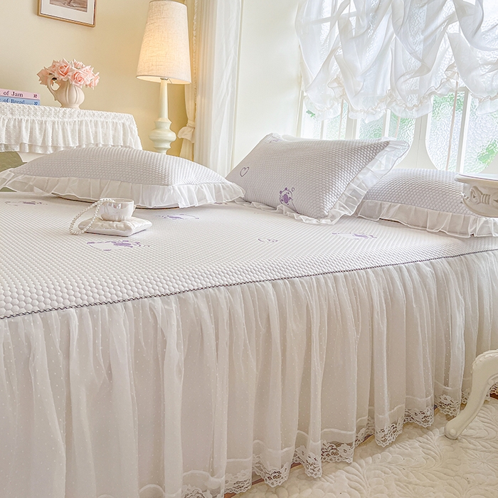 91家纺网 家纺一手货源 找家纺 网红馆（ck家纺） 2025新款床裙款豆豆凉感席凉席席子-可爱巴拉 可爱巴拉-紫