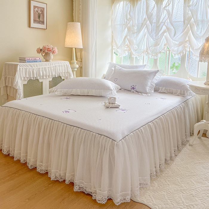 91家纺网 家纺一手货源 找家纺 网红馆（ck家纺） 2025新款床裙款豆豆凉感席凉席席子-可爱巴拉 可爱巴拉-紫