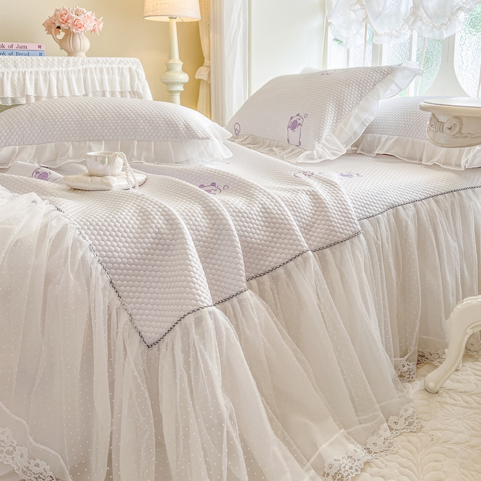 91家纺网 家纺一手货源 找家纺 网红馆（ck家纺） 2025新款床裙款豆豆凉感席凉席席子-可爱巴拉 可爱巴拉-紫