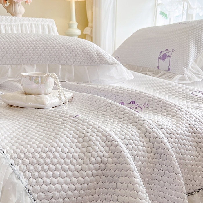 91家纺网 家纺一手货源 找家纺 网红馆（ck家纺） 2025新款床裙款豆豆凉感席凉席席子-可爱巴拉 可爱巴拉-紫