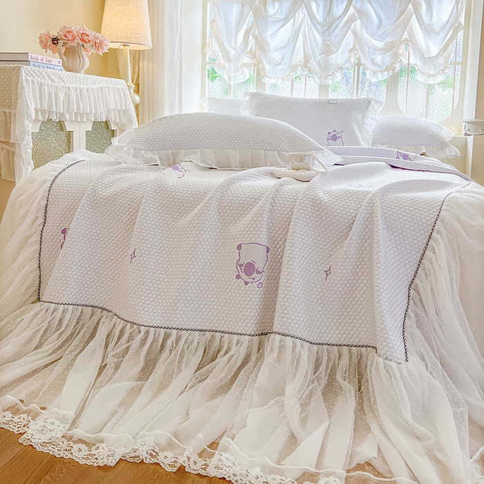 91家纺网 家纺一手货源 找家纺 网红馆（ck家纺） 2025新款床裙款豆豆凉感席凉席席子-可爱巴拉 可爱巴拉-紫