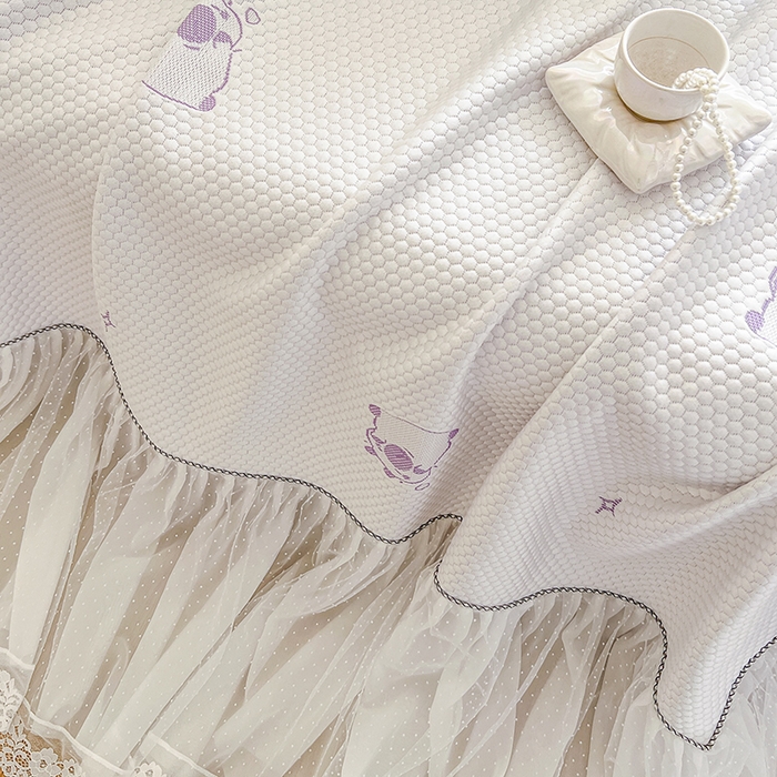 91家纺网 家纺一手货源 找家纺 网红馆（ck家纺） 2025新款床裙款豆豆凉感席凉席席子-可爱巴拉 可爱巴拉-紫