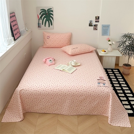 91家纺网 家纺一手货源 找家纺 珺柔家纺 2025新款210克老粗布床笠床单 玫瑰女孩