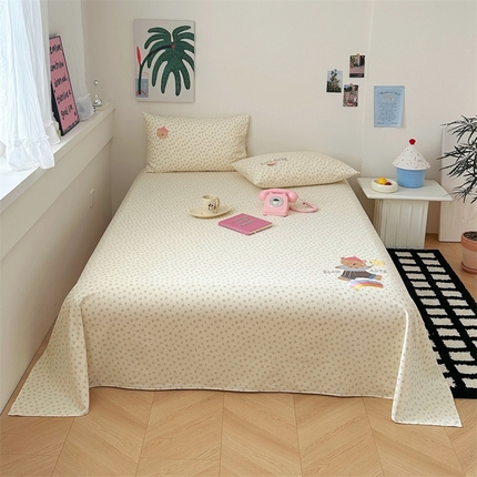 91家纺网 家纺一手货源 找家纺 珺柔家纺 2025新款210克老粗布床笠床单 棒棒熊