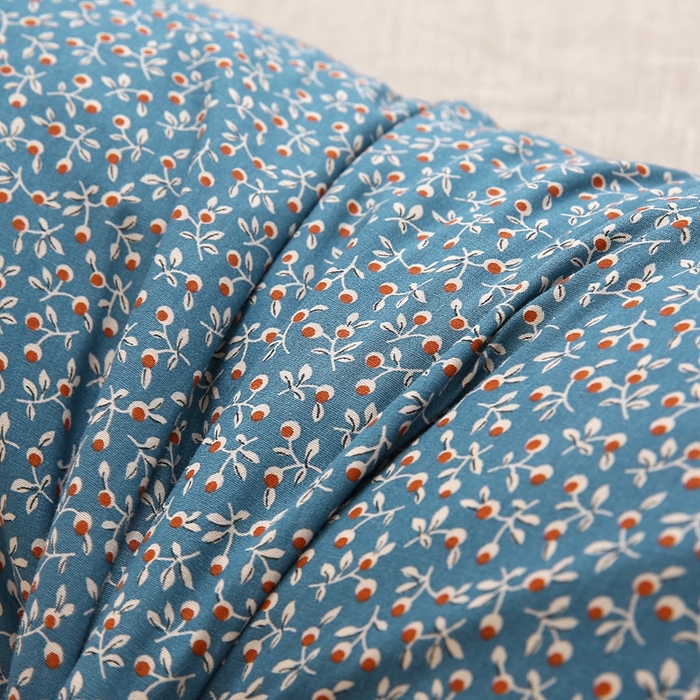 91家纺网 家纺一手货源 找家纺 梦叶草 2025新款全棉贴布绣小碎花荞麦枕头护颈枕芯 贴布绣小碎花荞麦枕-皇家蓝35*55cm