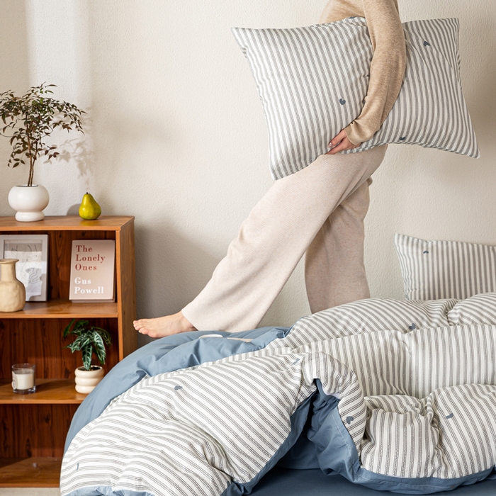 91家纺网 家纺一手货源 找家纺 （总）2025新款全棉水洗棉双层纱印花四件套