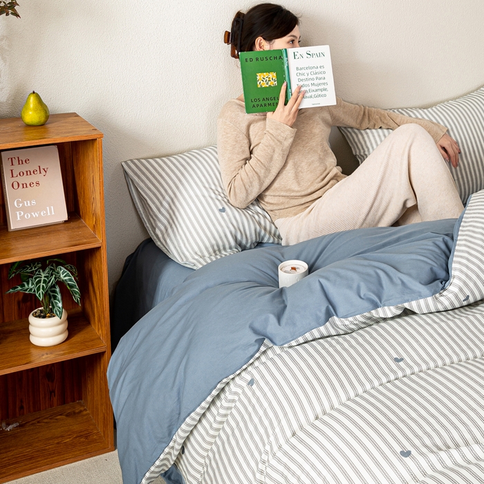 91家纺网 家纺一手货源 找家纺 （总）2025新款全棉水洗棉双层纱印花四件套