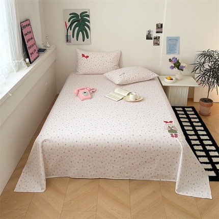 91家纺网 家纺一手货源 找家纺 珺柔家纺 2025新款210克老粗布床笠床单 小花兔