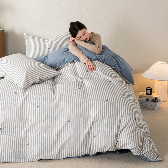 91家纺网 家纺一手货源 找家纺 （总）2025新款全棉水洗棉双层纱印花四件套