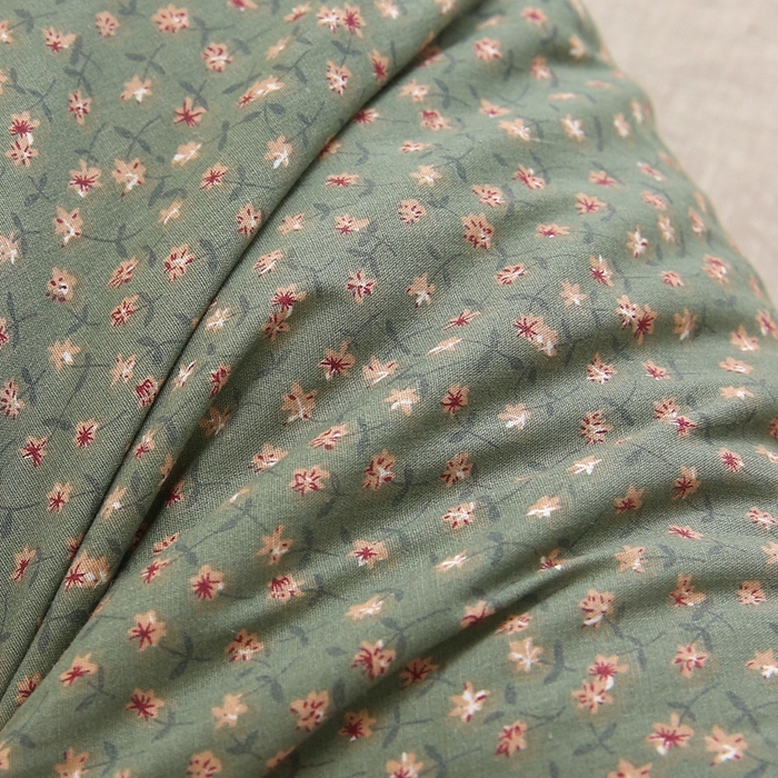 91家纺网 家纺一手货源 找家纺 梦叶草 2025新款全棉贴布绣小碎花荞麦枕头护颈枕芯 贴布绣小碎花荞麦枕-苔藓绿35*55cm