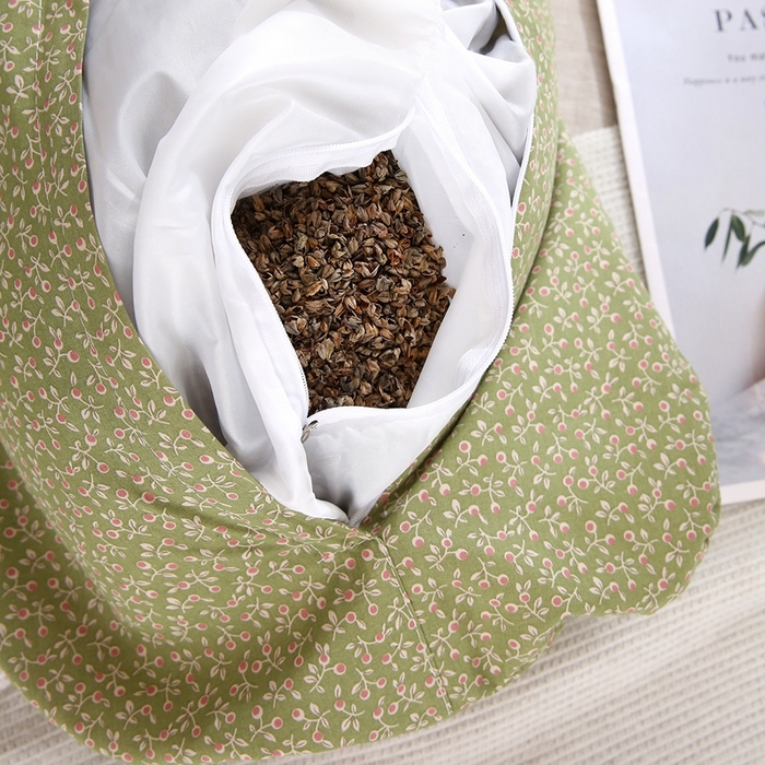 91家纺网 家纺一手货源 找家纺 梦叶草 2025新款全棉刺绣枕芯萌芽熊荞麦枕头 萌芽熊-绿色35*60cm