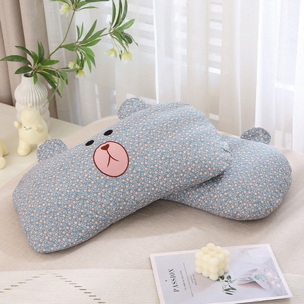 梦叶草 2025新款全棉刺绣枕芯萌芽熊荞麦枕头 萌芽熊-淡天蓝35*60cm
