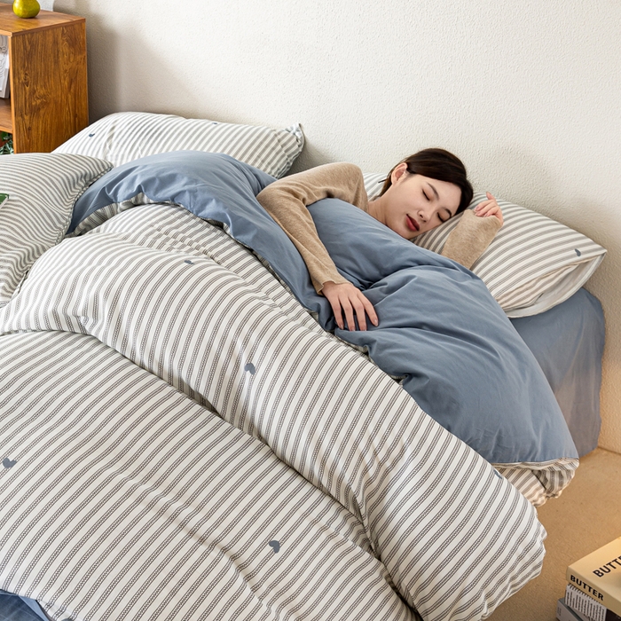 91家纺网 家纺一手货源 找家纺 （总）2025新款全棉水洗棉双层纱印花四件套