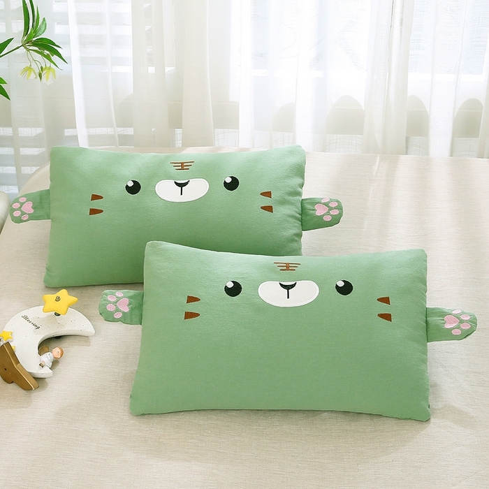 91家纺网 家纺一手货源 找家纺 梦叶草 2025新款卡通小虎荞麦枕头荞麦枕芯护颈枕头 卡通小虎荞麦枕-绿色30*50cm