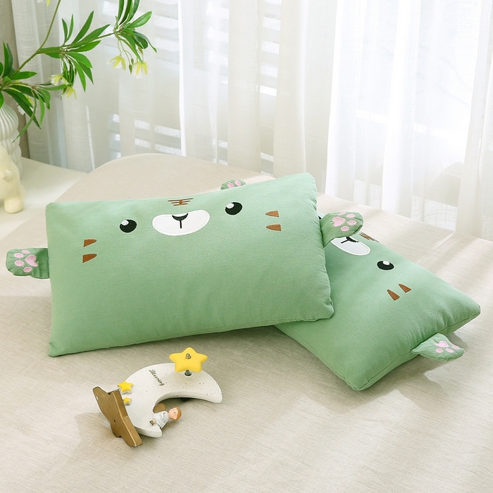 91家纺网 家纺一手货源 找家纺 梦叶草 2025新款卡通小虎荞麦枕头荞麦枕芯护颈枕头 卡通小虎荞麦枕-绿色30*50cm