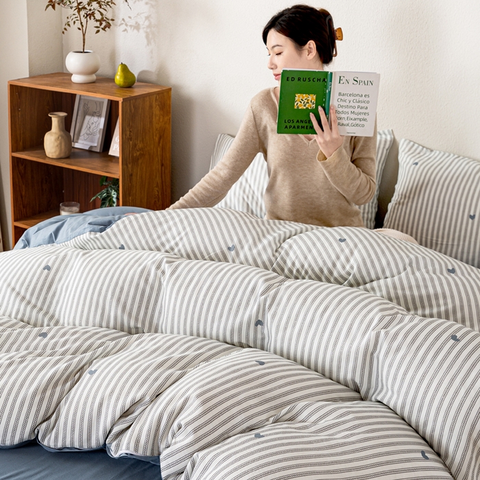 91家纺网 家纺一手货源 找家纺 （总）2025新款全棉水洗棉双层纱印花四件套