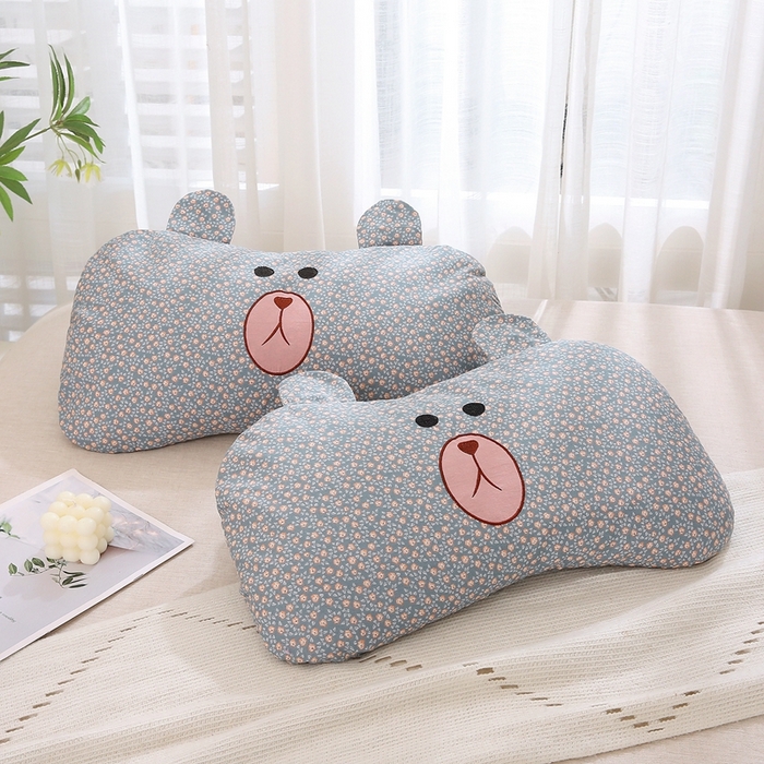 91家纺网 家纺一手货源 找家纺 （总）梦叶草 2025新款全棉刺绣枕芯萌芽熊荞麦枕头