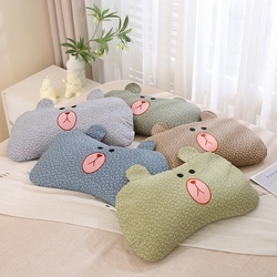 91家纺网 家纺一手货源 找家纺 （总）梦叶草 2025新款全棉刺绣枕芯萌芽熊荞麦枕头,萌芽熊-淡天蓝35*60cm,萌芽熊-咖色35*60cm,萌芽熊-蓝色35*60cm,萌芽熊-绿色35*60cm,萌芽熊-墨绿35*60cm