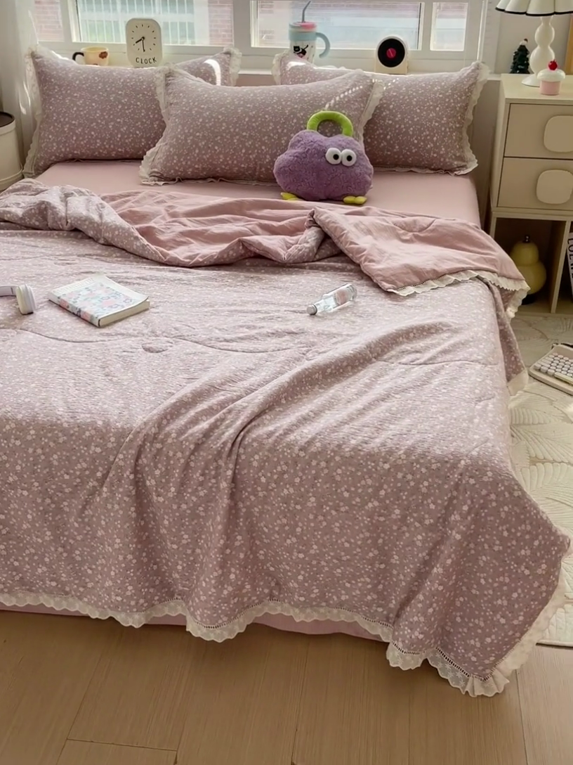 91家纺网 家纺一手货源 找家纺 （总）2025新款云感皱皱纱全棉花边款夏被四件套