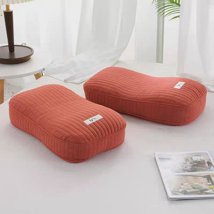 91家纺网 家纺一手货源 找家纺 云熙2025新款全棉水洗荞麦枕 橙40*60