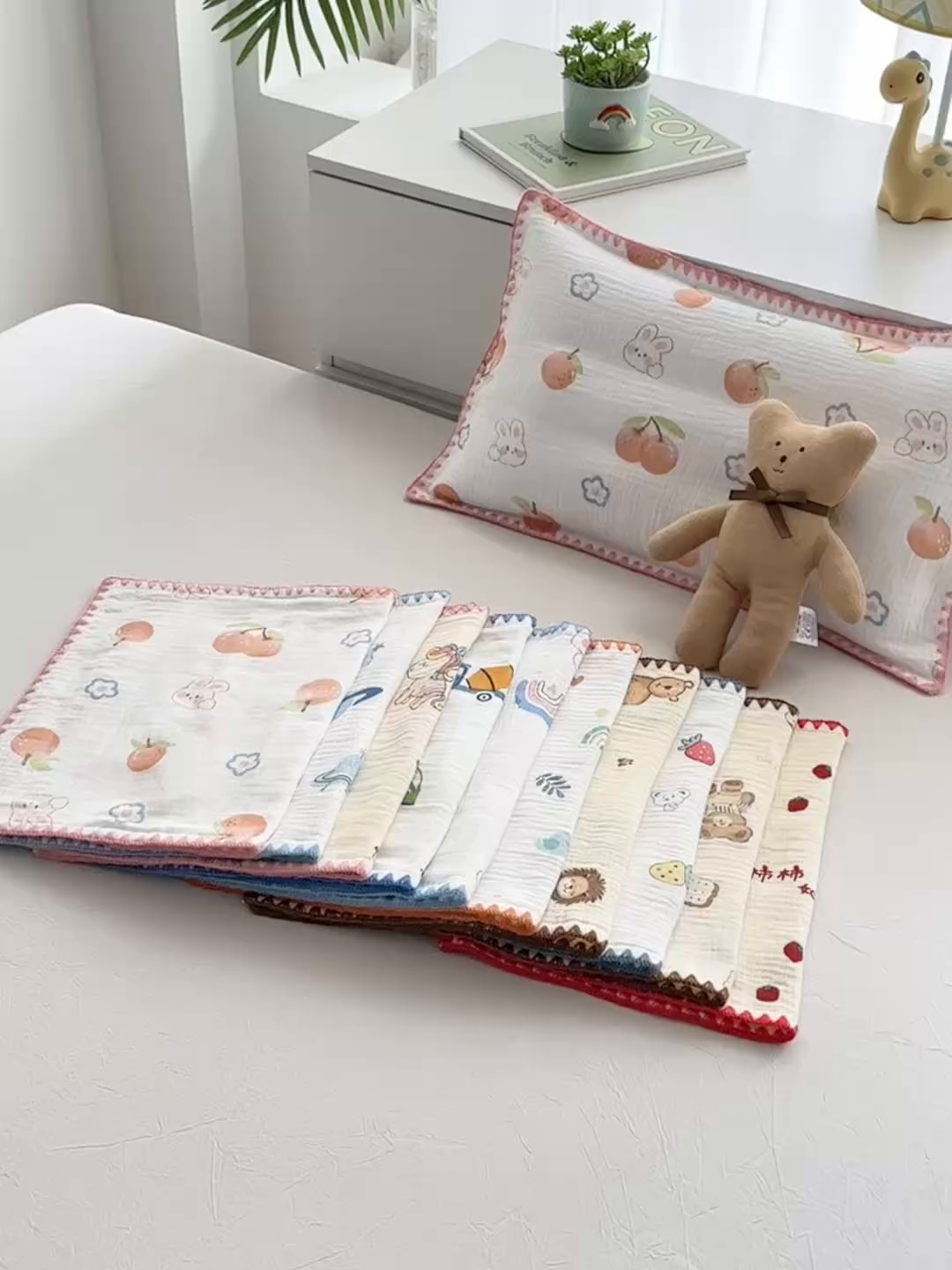 91家纺网 家纺一手货源 找家纺 （总）萌番宝 2025春夏新款纯棉A类全棉纯棉皱皱双层纱枕套工艺枕套儿童学生成人枕套单枕套