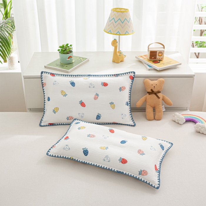 91家纺网 家纺一手货源 找家纺 （总）萌番宝 2025春夏新款纯棉A类全棉纯棉皱皱双层纱枕套工艺枕套儿童学生成人枕套单枕套