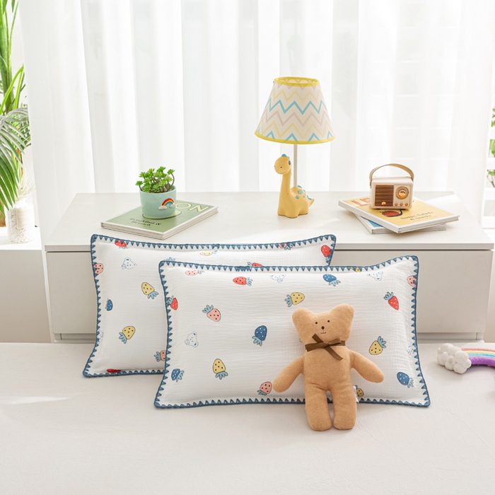 91家纺网 家纺一手货源 找家纺 （总）萌番宝 2025春夏新款纯棉A类全棉纯棉皱皱双层纱枕套工艺枕套儿童学生成人枕套单枕套